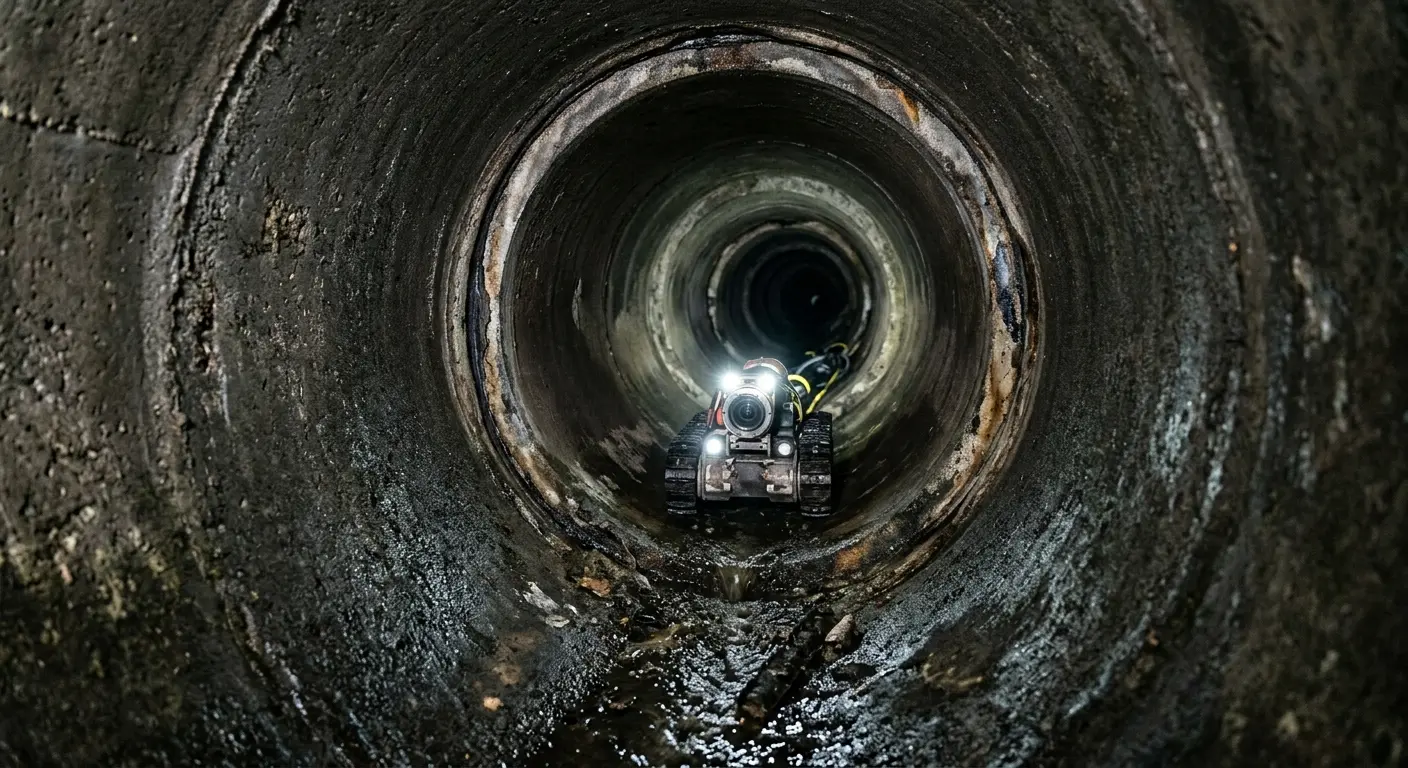 Robotic sewer camera inspecting pipe interior for Sewer Line Repair in Struthers
